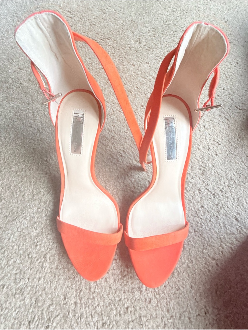 INC International Concepts Coral Orange Ankle-Strap Heels